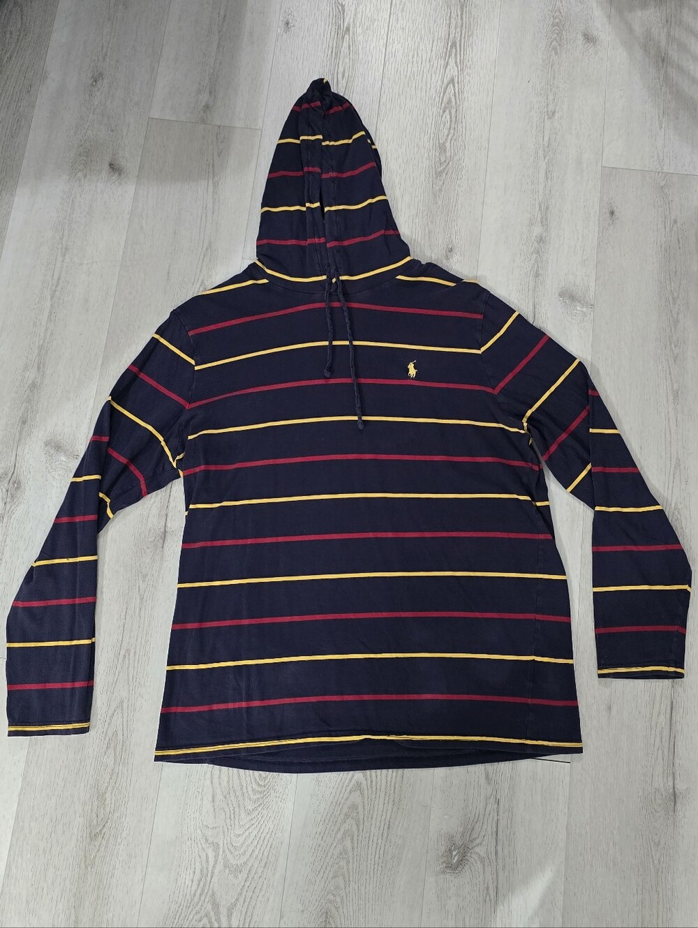 Ralph Lauren Navy Hooded Long-Sleeve Polo Stripe Shirt